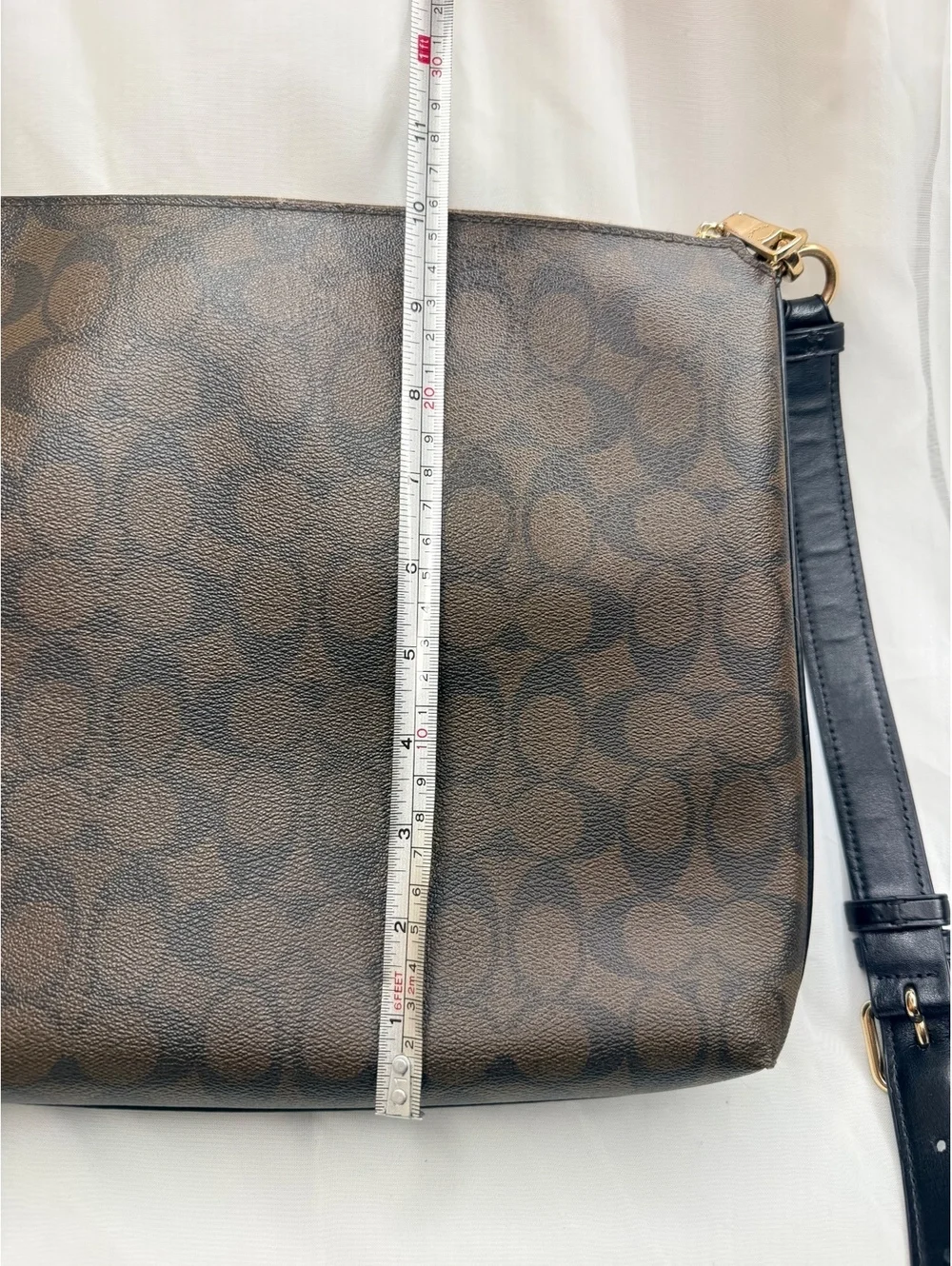 Coach Mae File Crossbody Signature Leather Logo Pattern Brown Black F77885